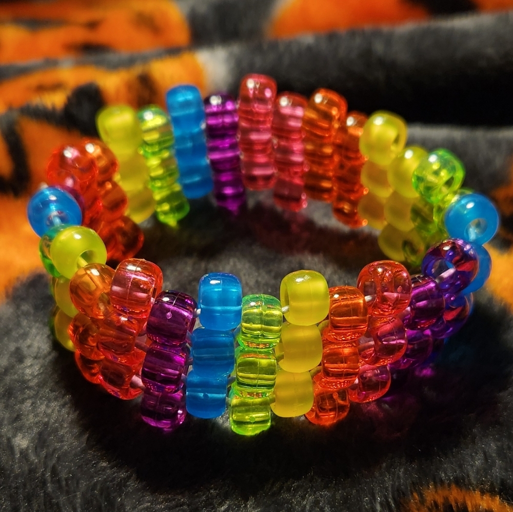 Rainbow kandi cuff🌈✨️